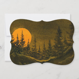 Country night landscape; hunter's or harvest moon thank you card