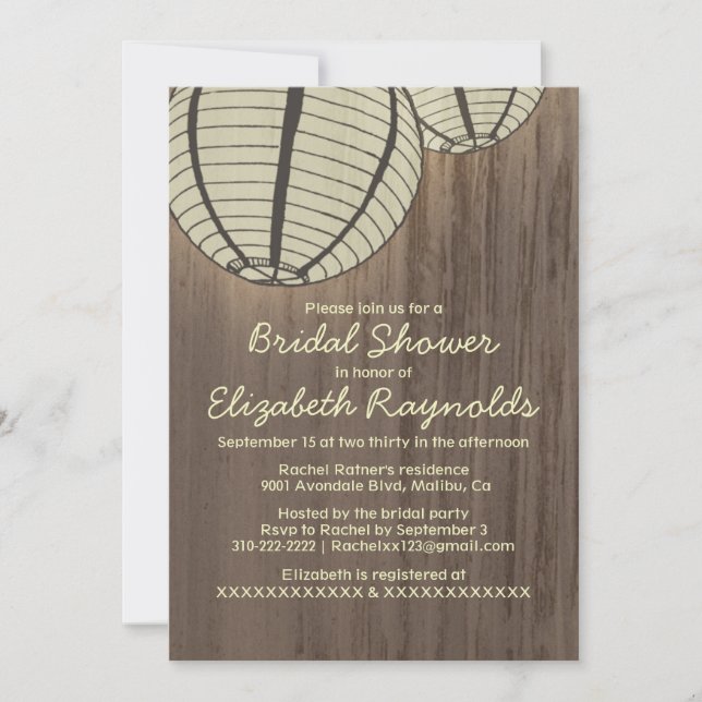 Country Night Light Bridal Shower Invitations (Front)