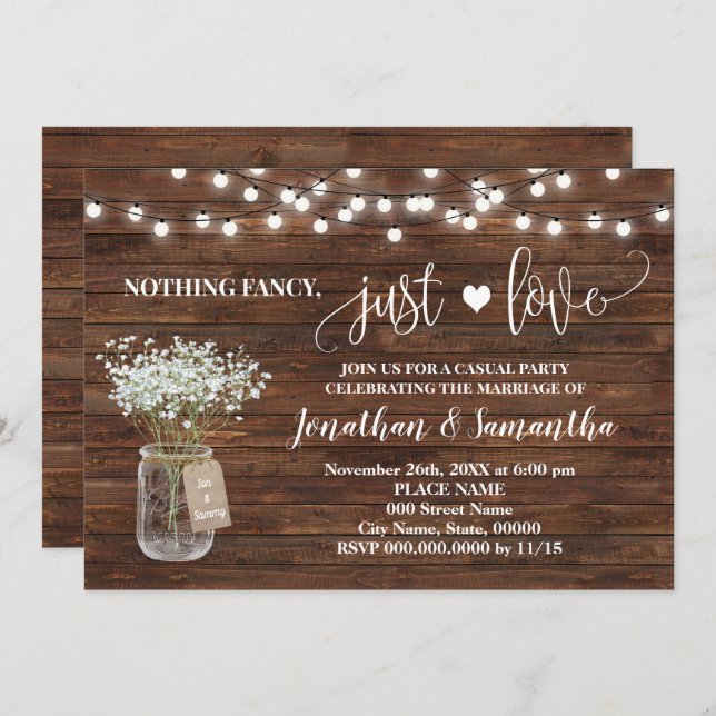 Country Nothing Fancy Just Love Elopement Invite (Front/Back)