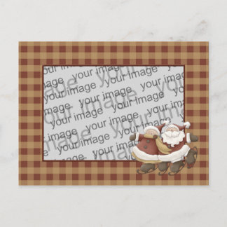Country Nowel Santa Christmas Postcard