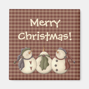 Country Nowel Snowmen Magnet
