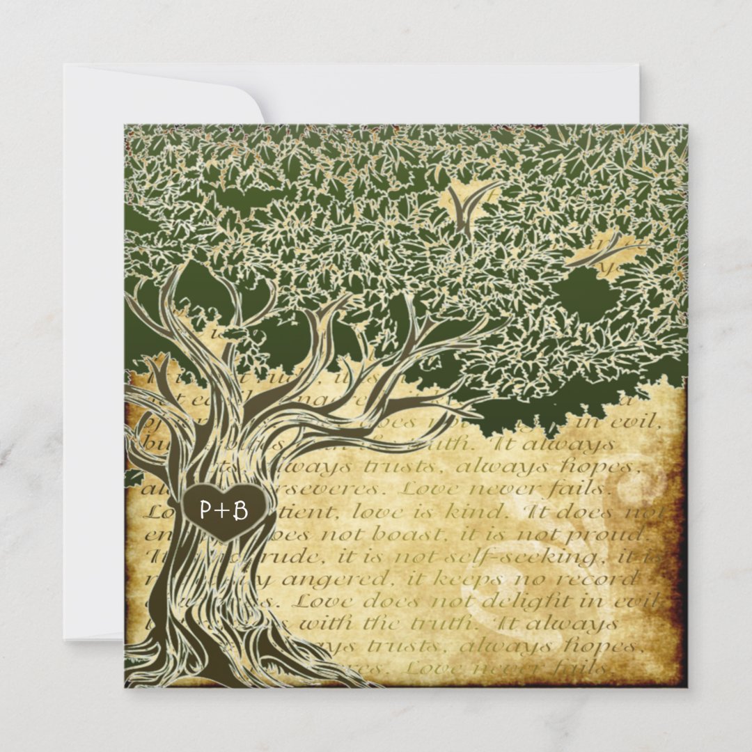 Country Oak Tree Vintage Wedding Invitations | Zazzle