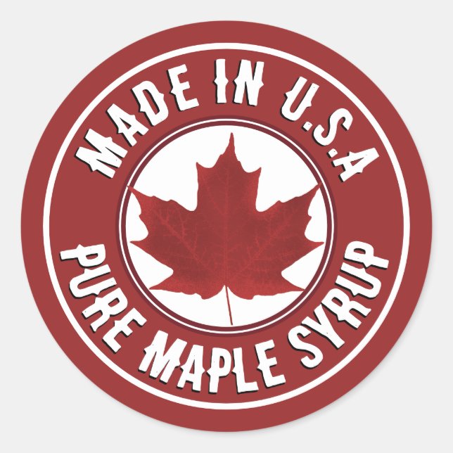 Country of Origin Red Leaf Organic Maple Syrup  Classic Round Sticker (Front)