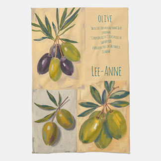 Country Olive Watercolor Kitchen– Cozy olive Tea Towel