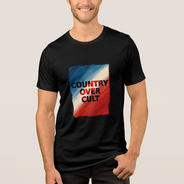 Country Over Cult – Patriotic Paint Streaks Tri-Blend Shirt (Front)