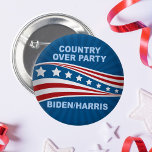 Country Over Party Biden Harris 6 Cm Round Badge<br><div class="desc">Urge Republicans to vote for Joe Biden and Kamala Harris by putting their country over their political party. Vote blue to save America in the 2020 election.</div>