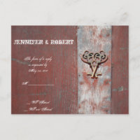 Country Painted Wood Skeleton Keys Wedding RSVP