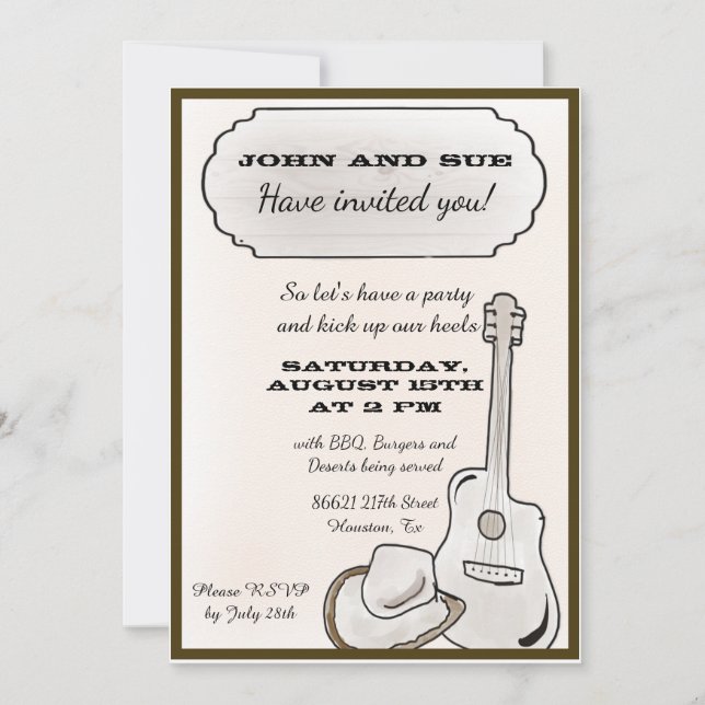 Country party theme Invitation - Get your Hat (Front)