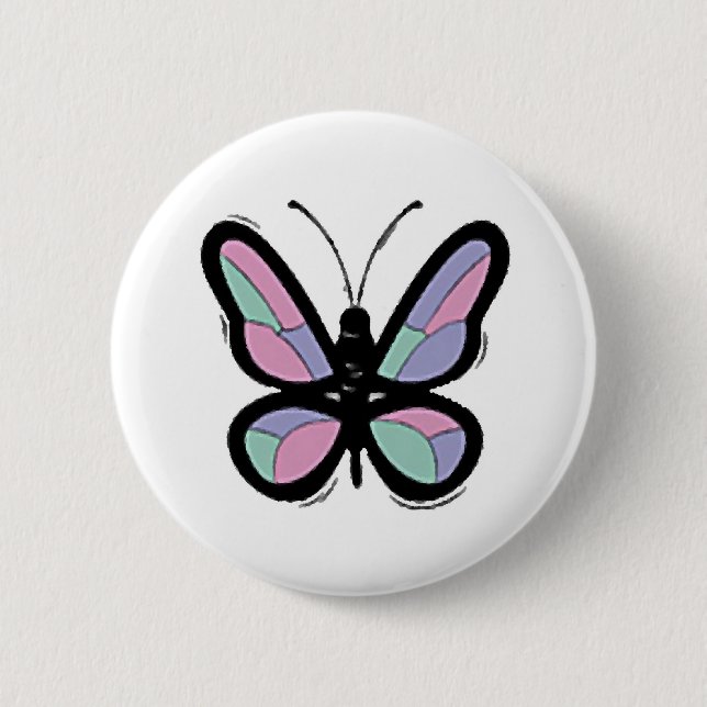 Country Patchwork Butterfly 6 Cm Round Badge (Front)