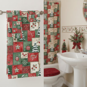 Country patchwork christmas pattern bath towel set