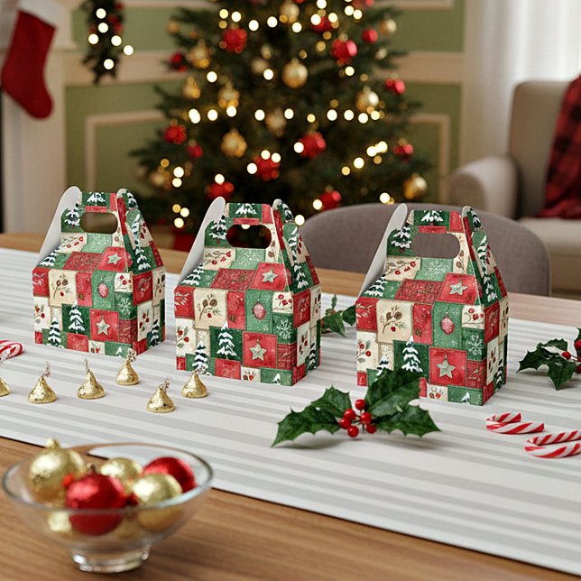 Country patchwork christmas pattern favour box (Creator Uploaded)