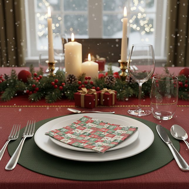 Country patchwork christmas pattern napkin (Creator Uploaded)