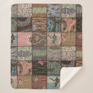 Country patchwork quilt, 3D texture. Sherpa Blanket