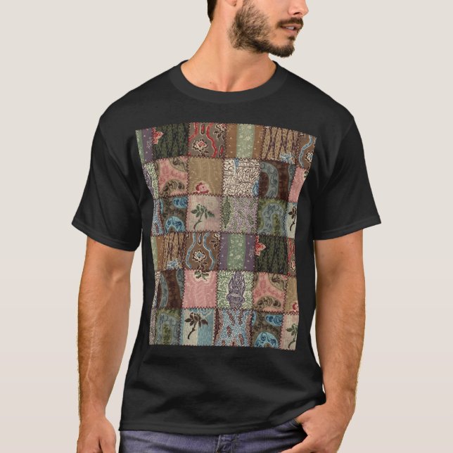 Country patchwork quilt, 3D texture. T-Shirt (Front)