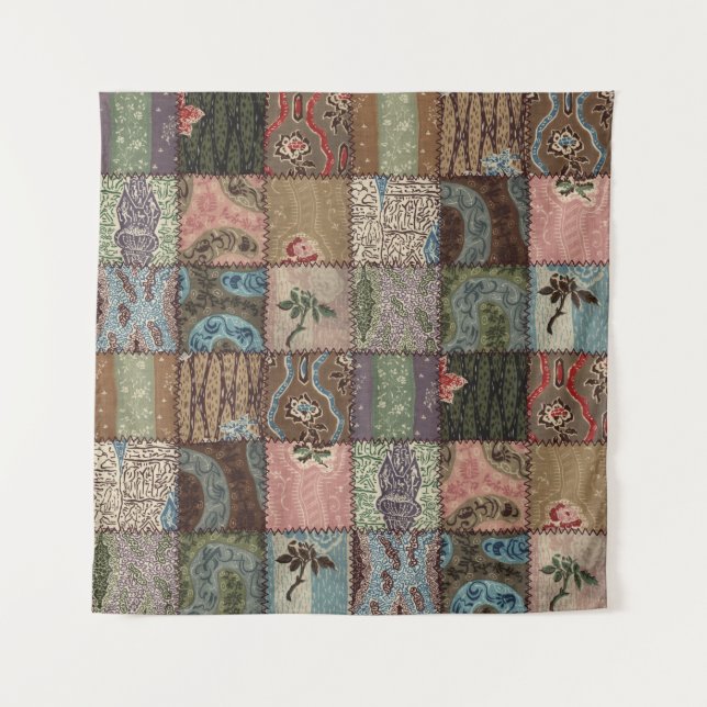 Country patchwork quilt, 3D texture. Tapestry (Front)