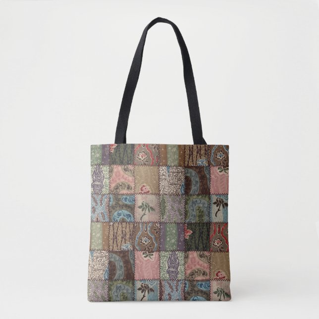 Country patchwork quilt, 3D texture. Tote Bag (Front)
