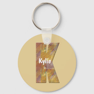 Country Patchwork Quilt Letter K Initial Monogram Key Ring