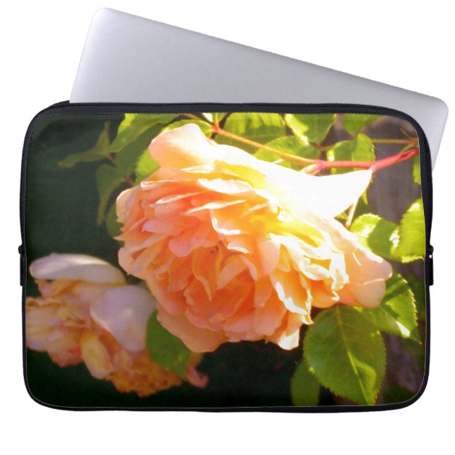 Country Peach Roses Laptop Sleeve (Front)