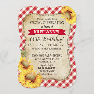 Country Picnic with Sunflowers Birthday Invite