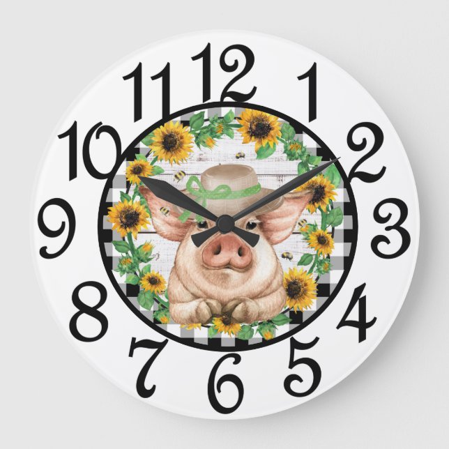 Country Pig Acrylic Wall Clock (Front)