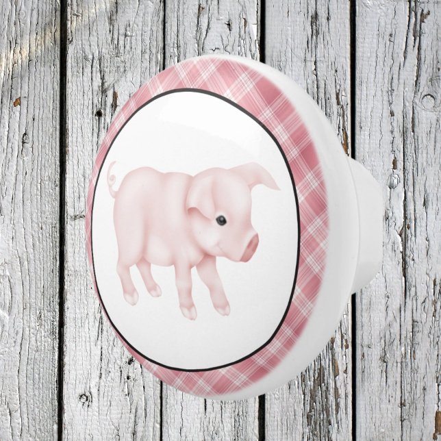 Country Pig cartoon ceramic knob (Creator Uploaded)