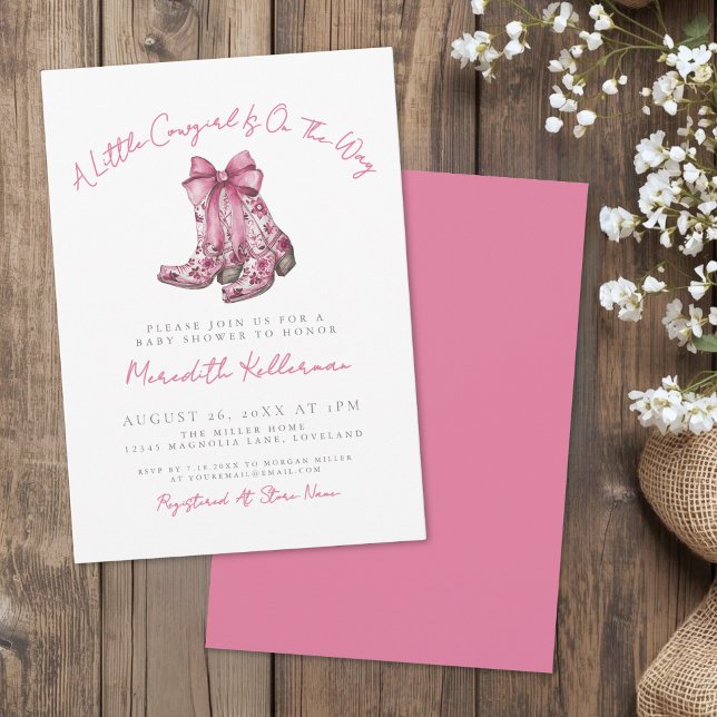 Country Pink Bow Baby Shower Invitation (Country Pink Bow Baby Shower Invitation)