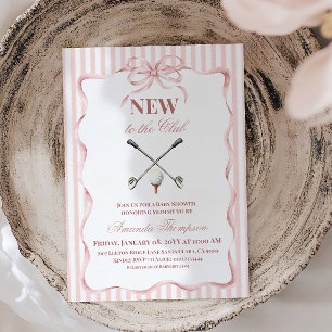 Country Pink Girl New to the Club Golf Baby Shower Invitation