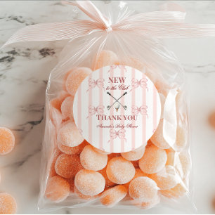 Country Pink New to the Club Girl Golf Baby Shower Classic Round Sticker