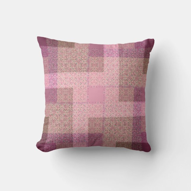 Country Pink Patchwork Pattern Cushion / Pillow (Front)