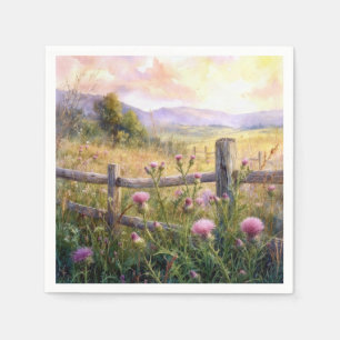 Country Pink Thistles Napkin