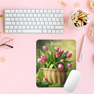 Country Pink Tulips Mouse Pad