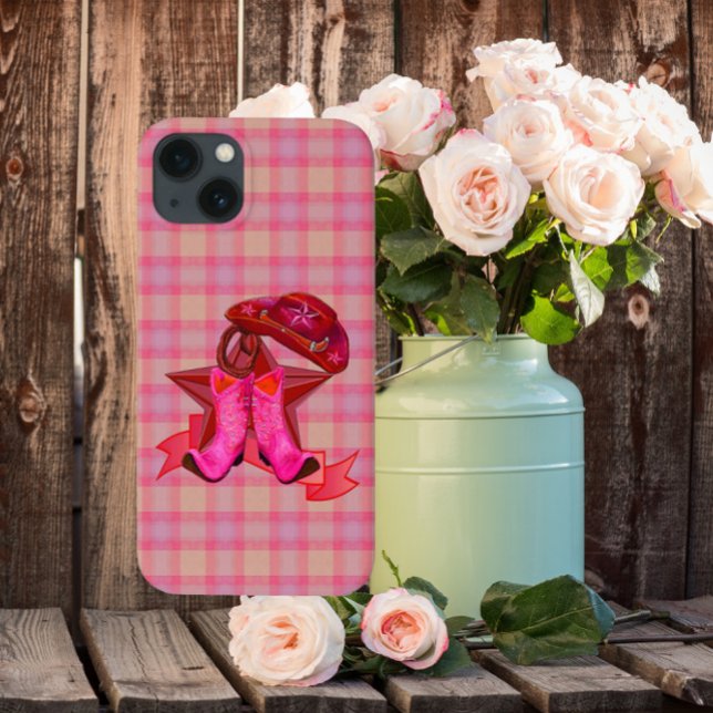 Country Plaid Star Hat Boots  Case-Mate iPhone Case (Creator Uploaded)