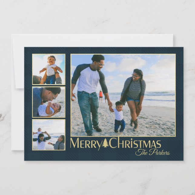 Country Plaid Traditional Christmas Photo Holiday Card (Front)