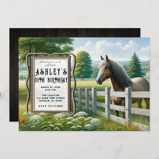 Country Pony Horse Birthday Party Invitation (Front/Back)