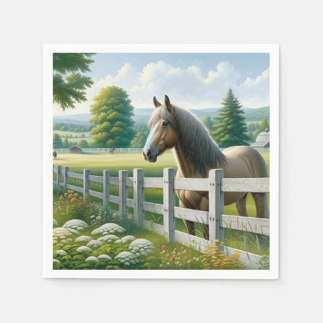 Country Pony Horse Birthday Party Napkin (Front)