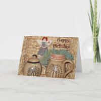 Country pottery and rag doll - birthday