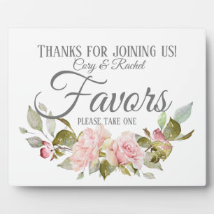 Country Pretty Pink Roses Bouquet Favours Plaque