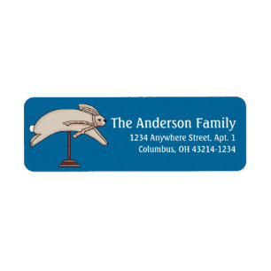 Country Prim Bunny on a Stick Return Address Label