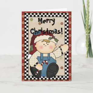 Country Prim Christmas Baby Greeting Card d1