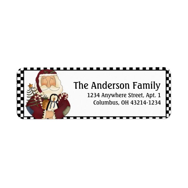Country Prim Christmas Santa Address Labels d2 (Front)