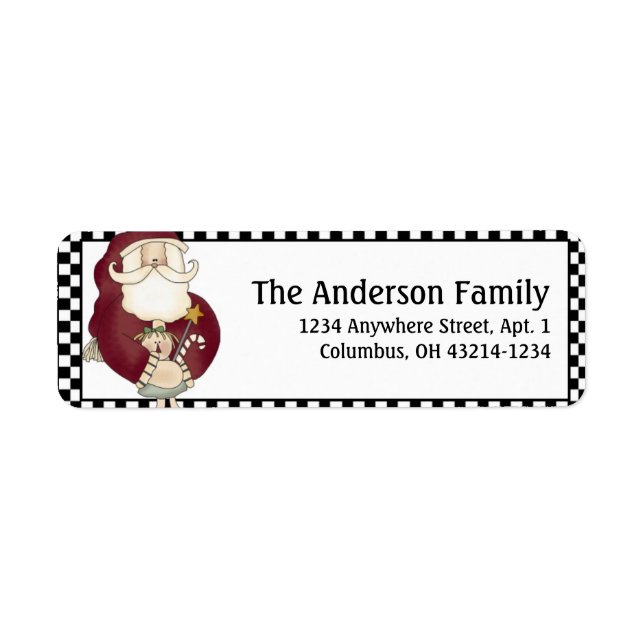 Country/Prim Christmas Santa Claus Address Labels (Front)