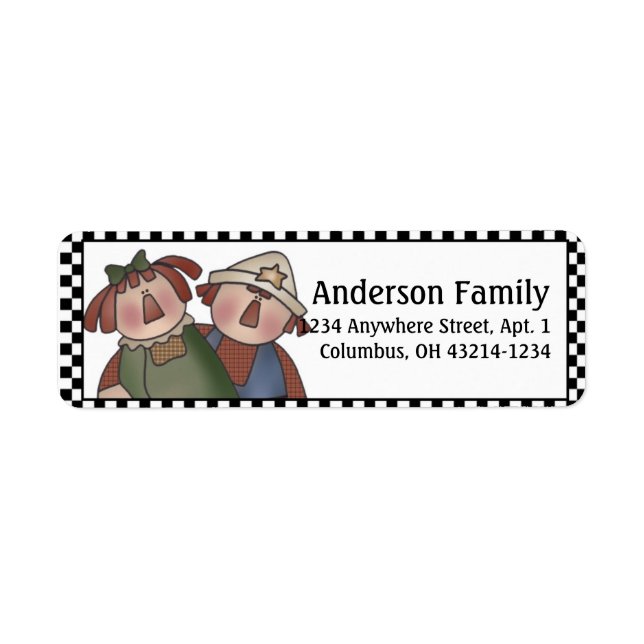 Country Prim Dolls Return Address Labels (Front)