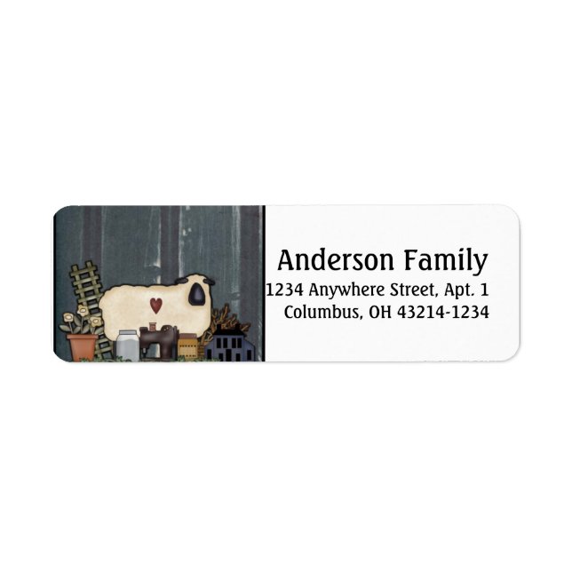Country Prim Sheep Return Address Labels (Front)