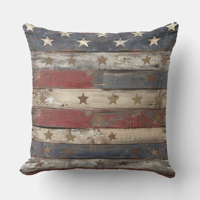 Country/Primitive Distressed Americana Cushion (Front)