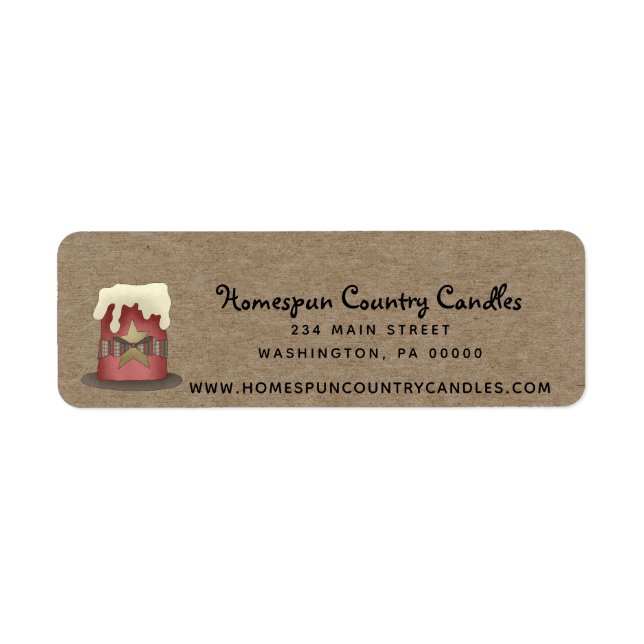 Country Primitive Grubby Candle Kraft Return  Address Label (Front)