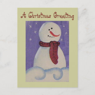 Country Primitive Snowman Holiday Postcard