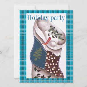Country Primitive Snowman in Stocking Invitation