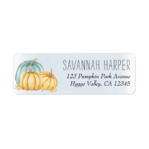 Country Pumpkin Blue Wash Return Address Label