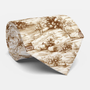 Country Pumpkin Toile in Warm Sepia Pattern Tie