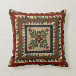 Country Quilt Pattern Throw Pillow 16x16